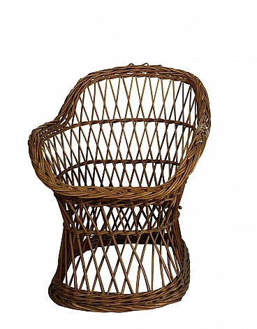 Small vintage chair for kids in woven vimini, anni 60
