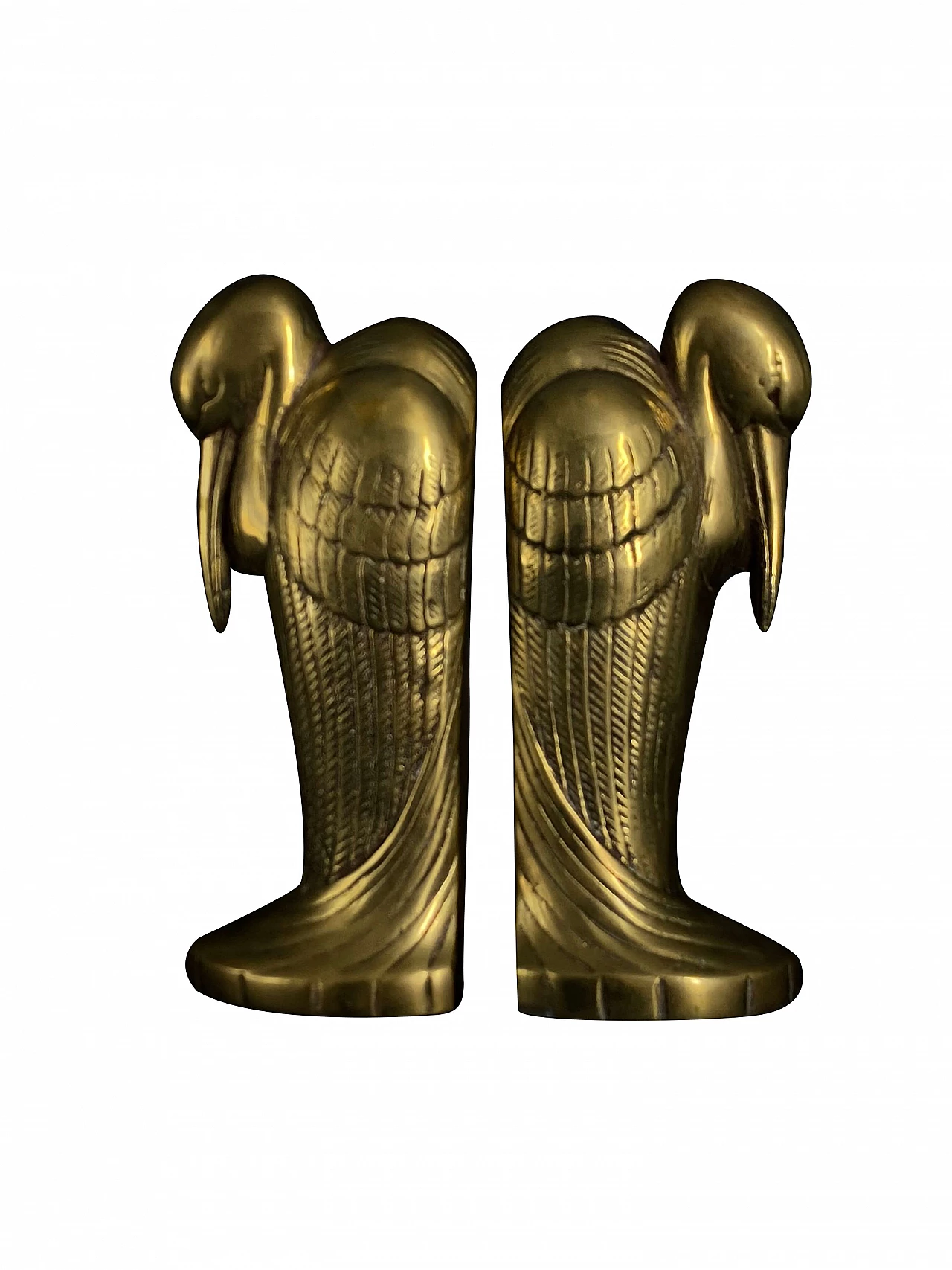 Art Deco Marabou brass bookends, 1930's 1102703