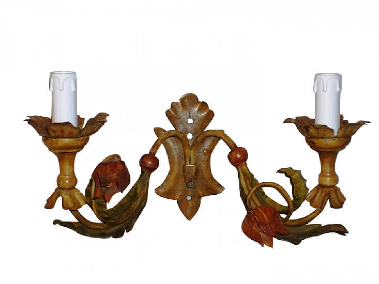 Metal wall sconce with 2 point light buds 1102734