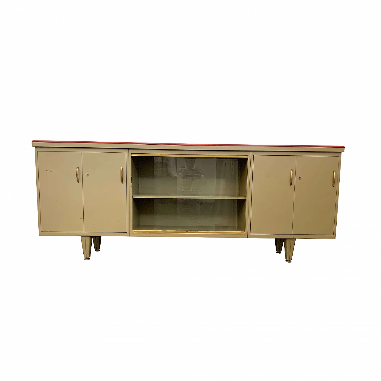 Office sideboard in metal and glass, made by Trau Turin, Italy, 50s 1102852
