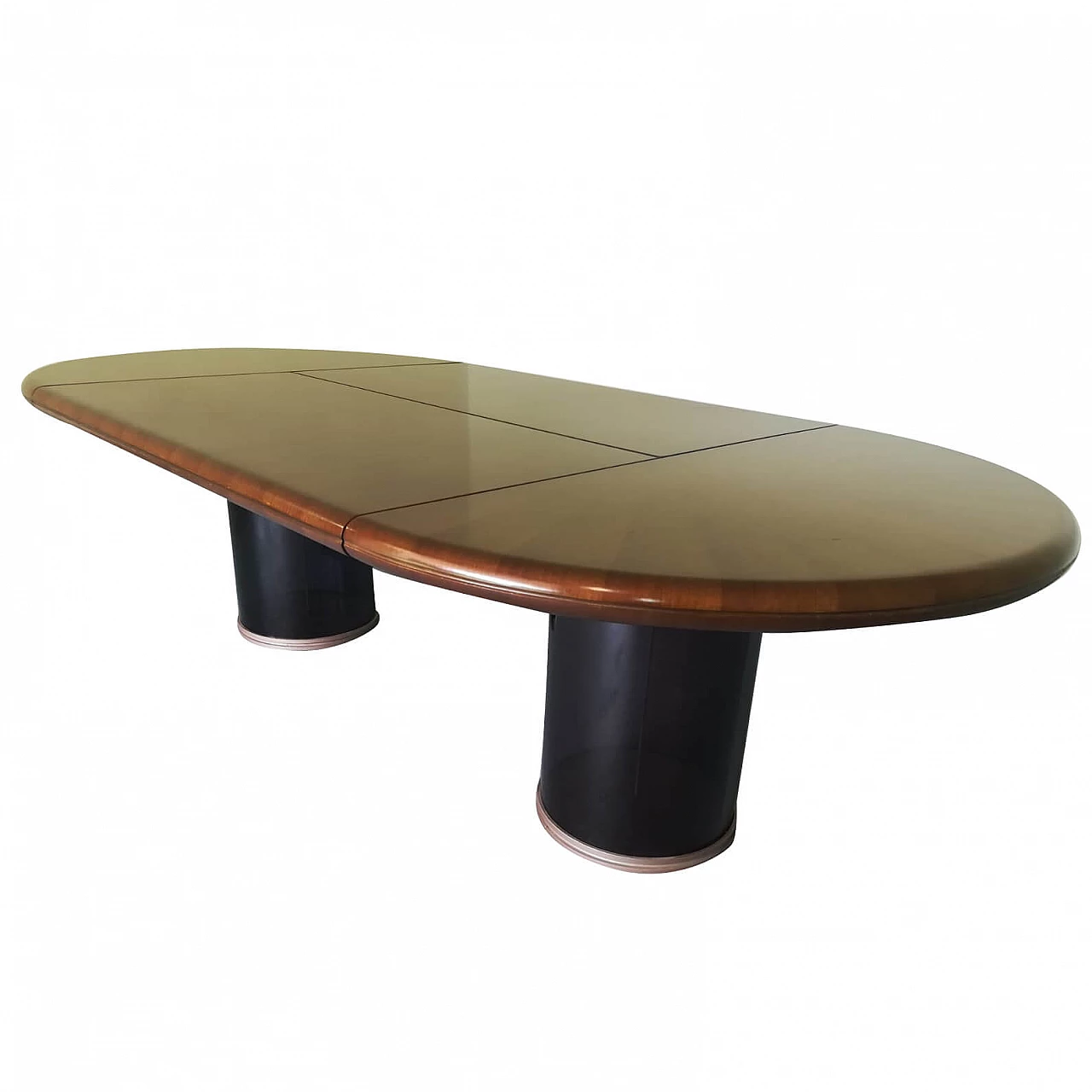 Grande tavolo dirigenziale in noce e plexiglass nero 1102907