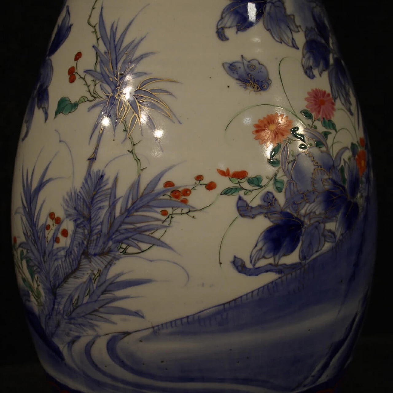 Vaso giapponese in ceramica smaltata e dipinta, XX secolo 1103119