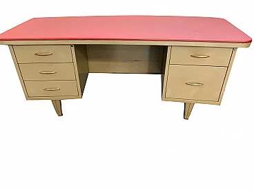 Desk with 5 drawers by Trau Torino in grey and red, 50s