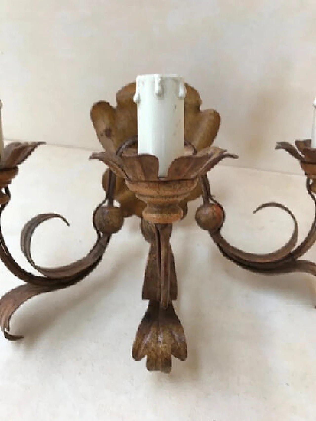 Three-armed wall sconce with leaves 1103354