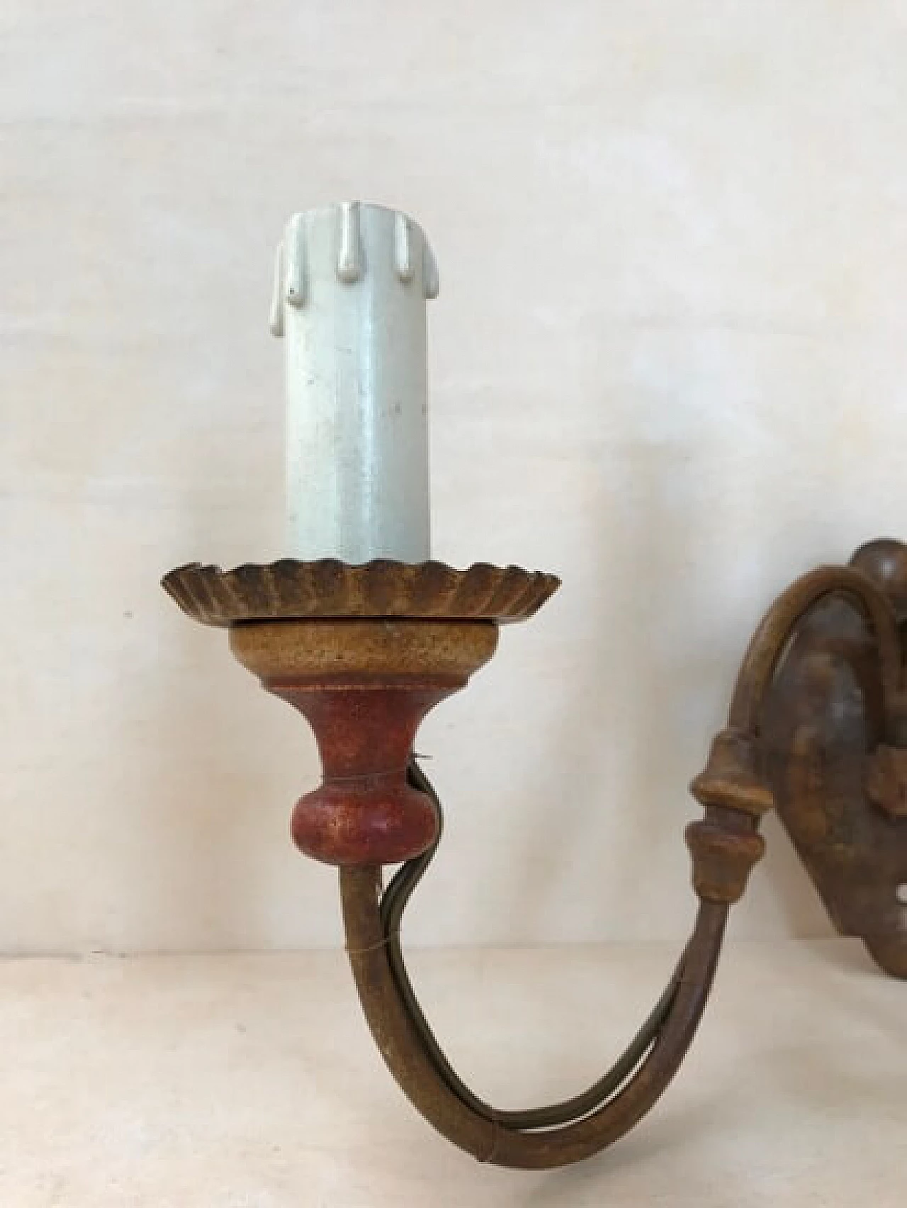 Polychrome wall lamp, smooth arm with spools and 3 light points 1103427