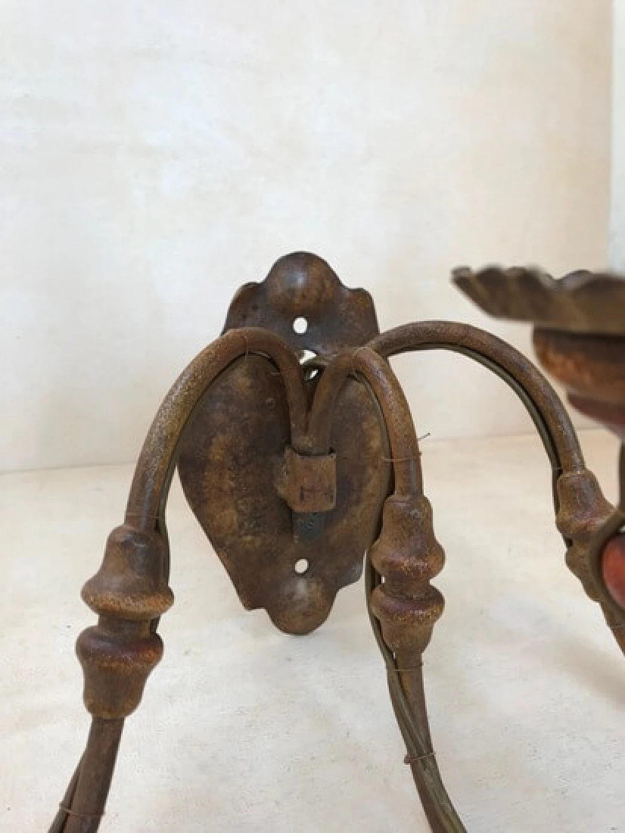 Polychrome wall lamp, smooth arm with spools and 3 light points 1103428