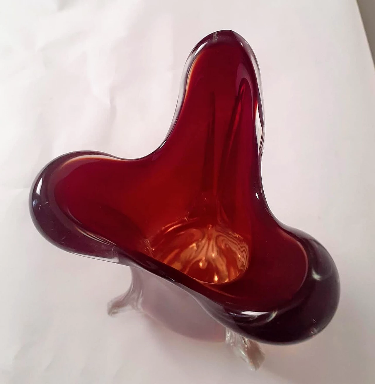 Vaso in vetro di Murano rosso Vetrarti Anni '70 1103458