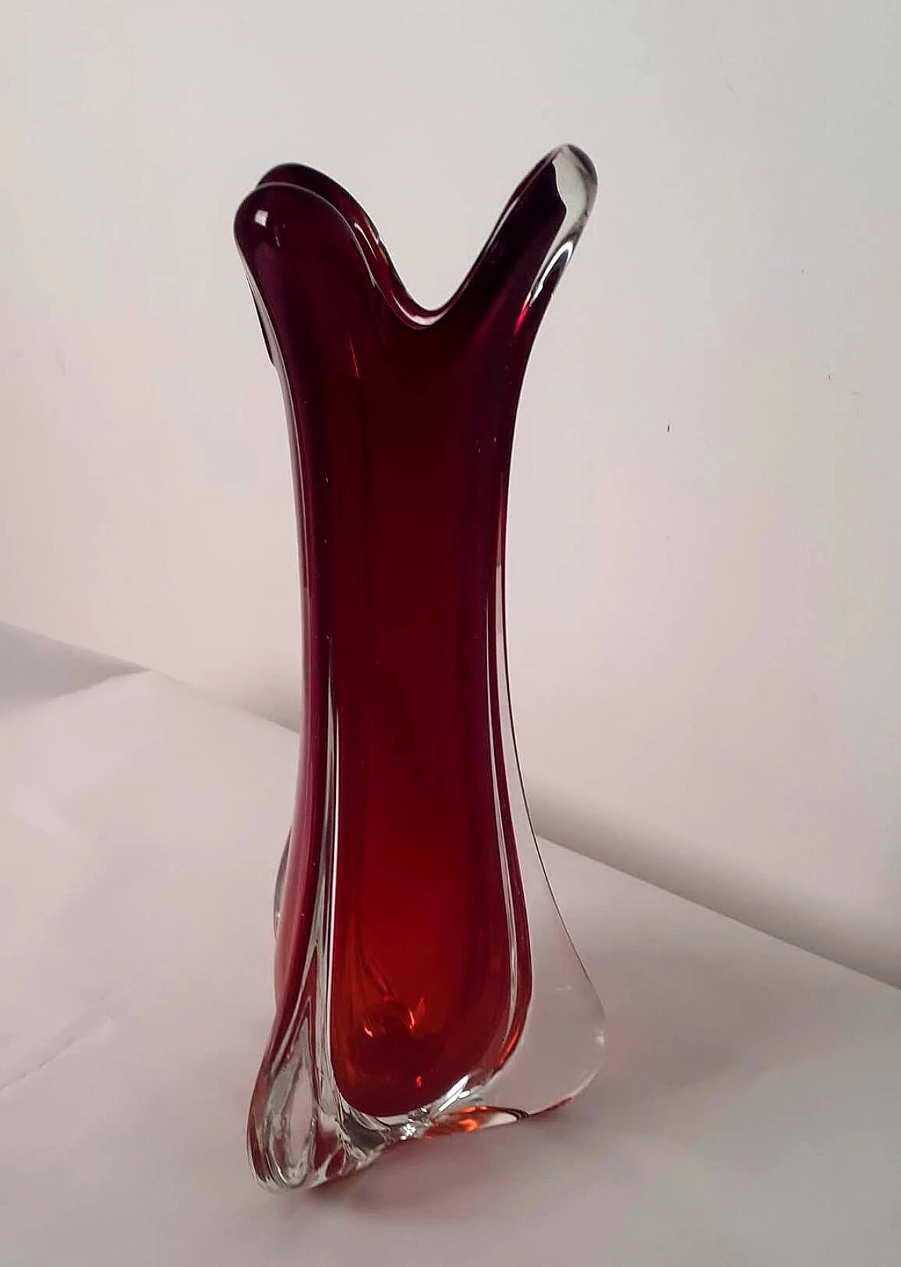 Vaso in vetro di Murano rosso Vetrarti Anni '70 1103459