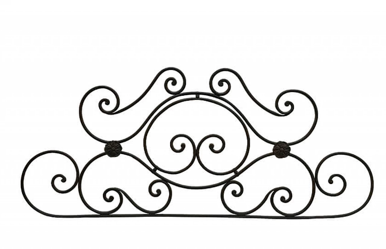 Wrought iron headboard with cast iron rosettes 1103661