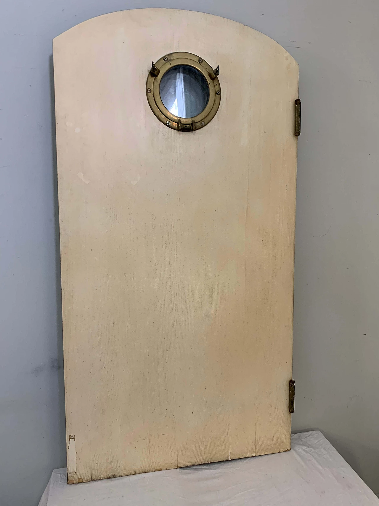 Oak door with porthole, 70s 1103701