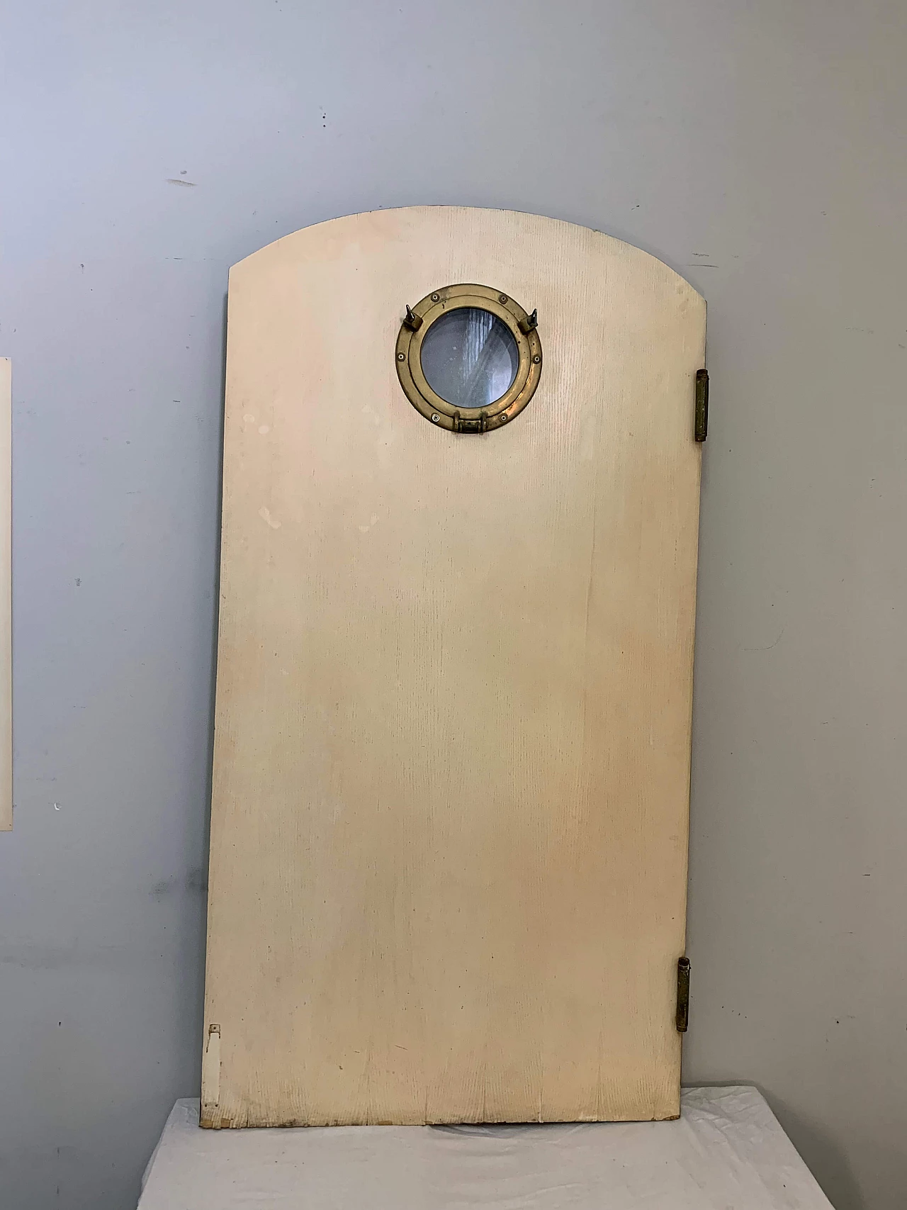 Oak door with porthole, 70s 1103706