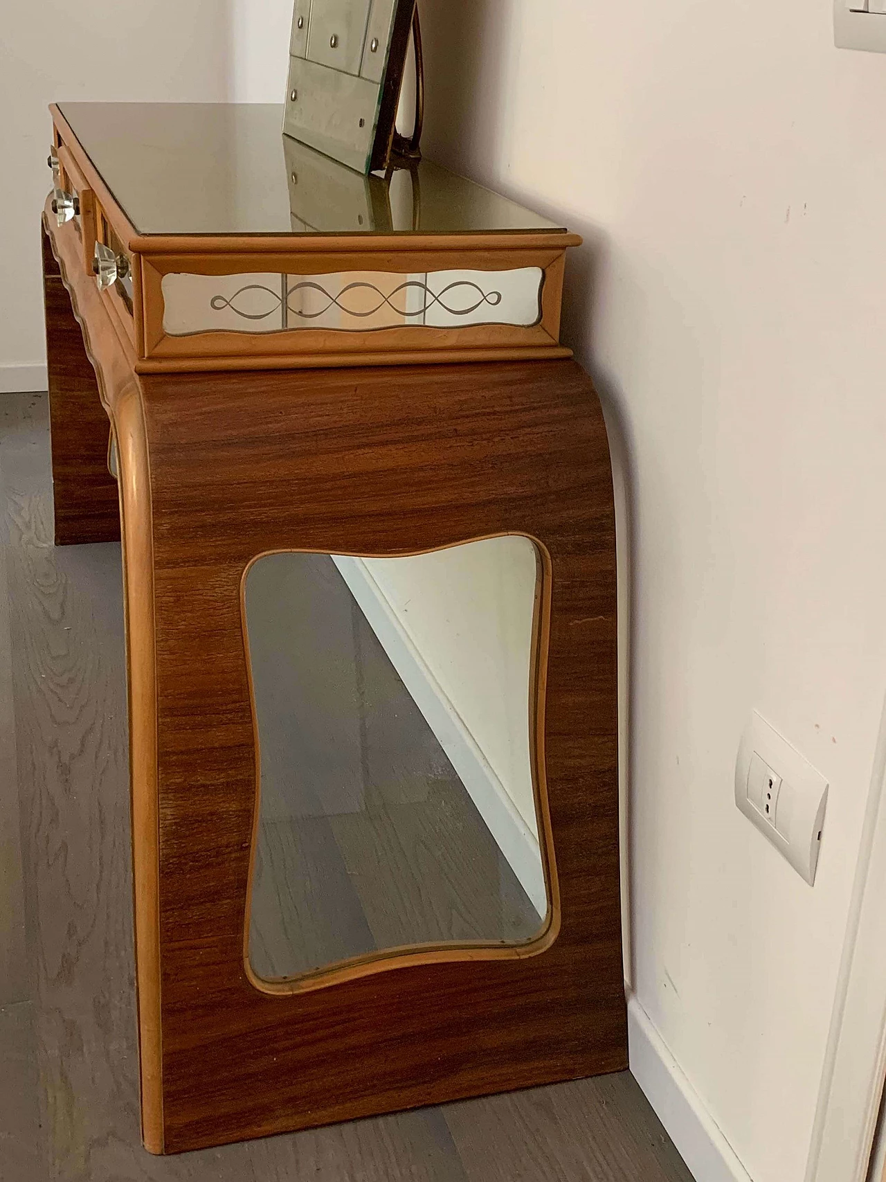 Tavolo da console in palissandro Art Deco con specchio, anni '30 1103714