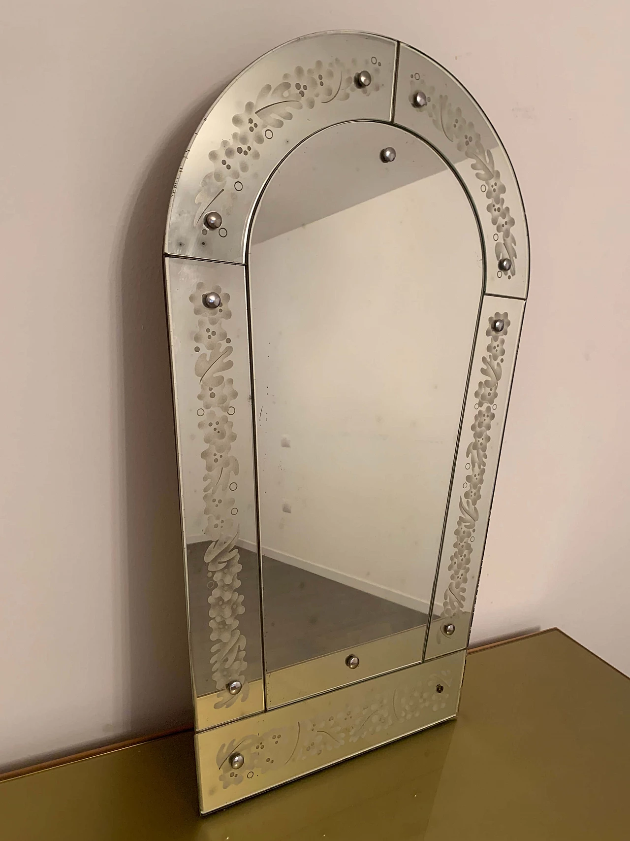 Tavolo da console in palissandro Art Deco con specchio, anni '30 1103718