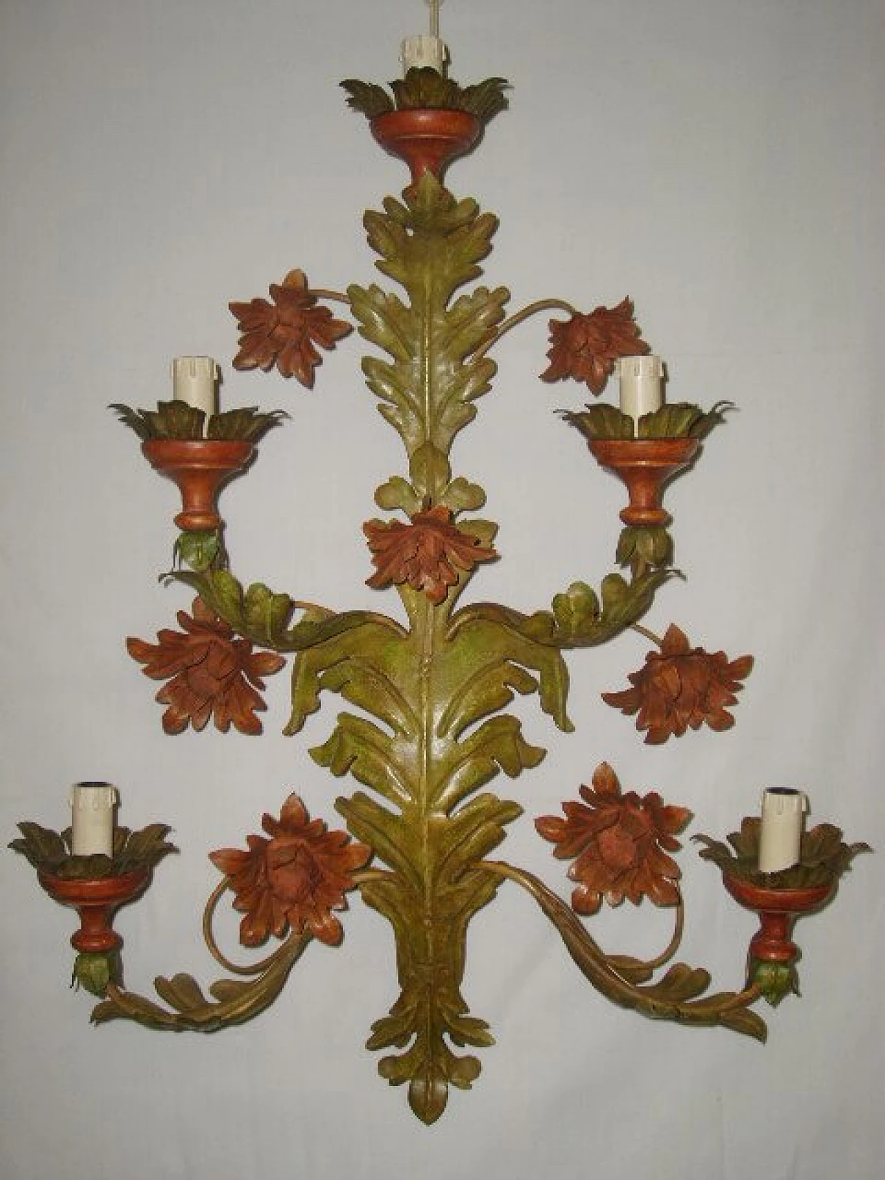 Stylized green floral wall sconce with 5 light points, 20th century 1104033