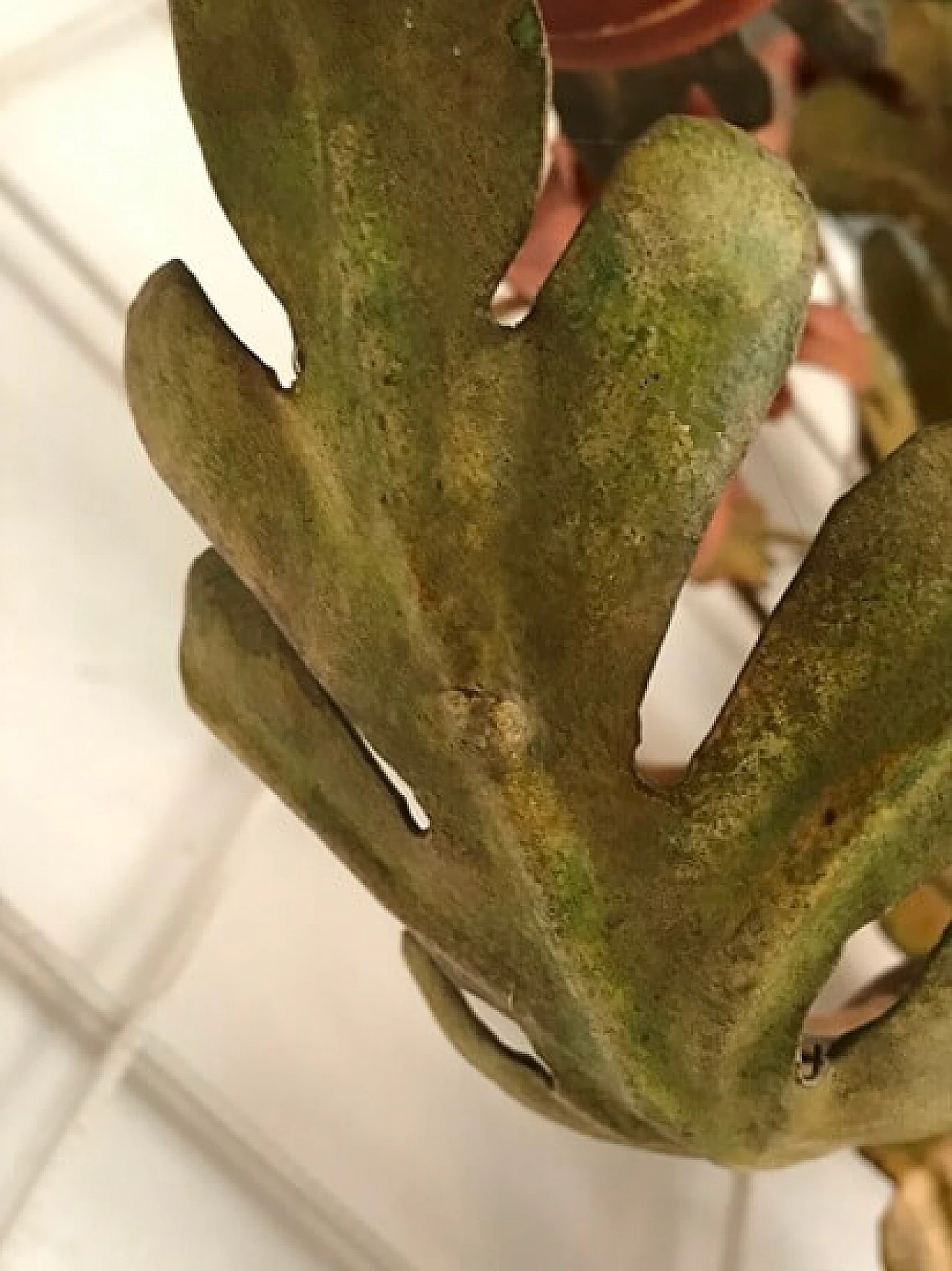 Applique settecentesca floreale verde a 5 punti luce, '900 1104036