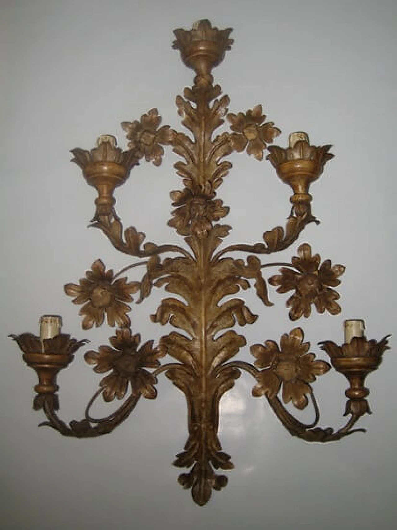 Stylish ivory floral wall lamp with 5 light points, 20th century 1104048