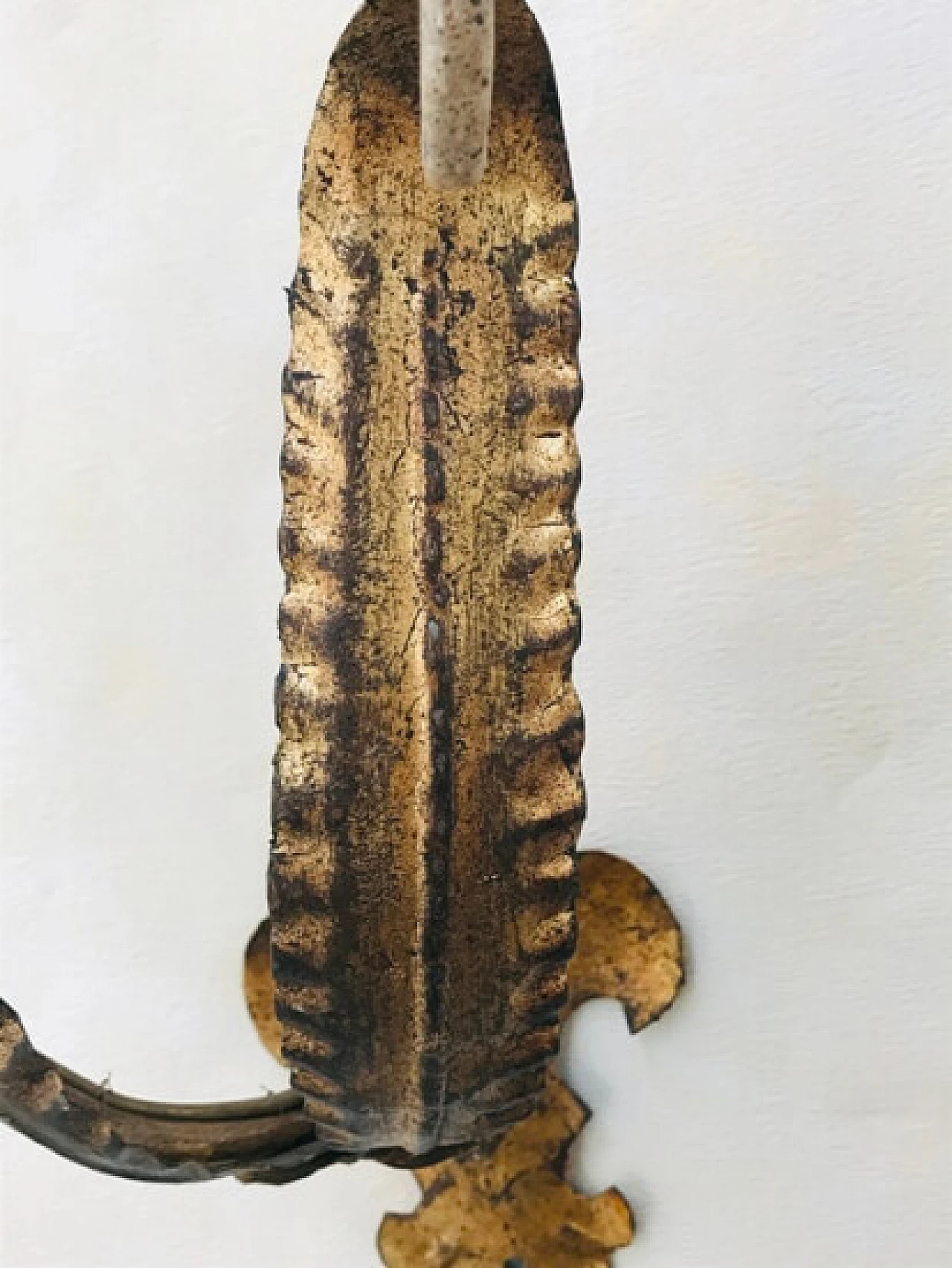 Coppia appliques in metallo con foglie dorate stile imperiale, '900 1104073