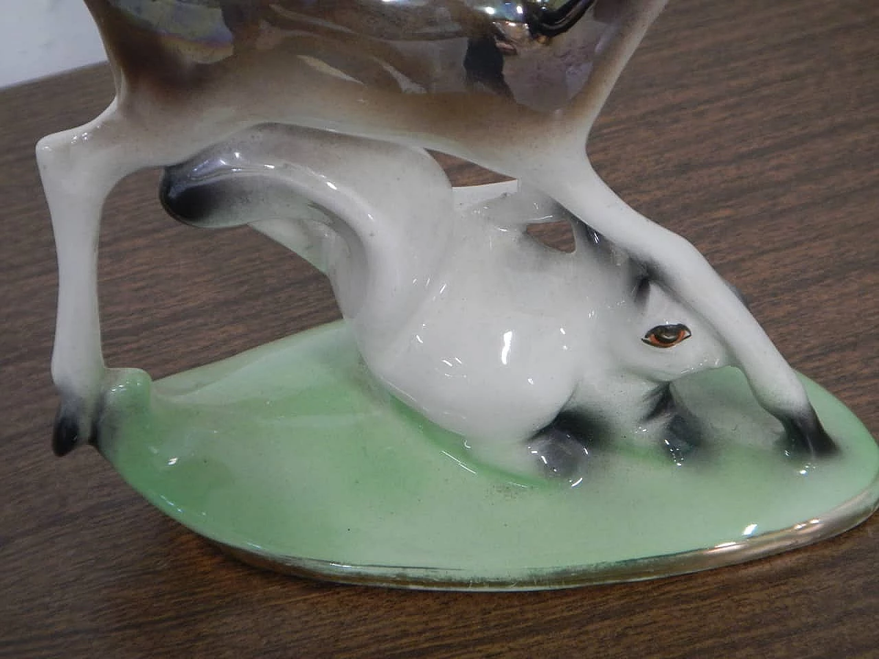 Small hand painted ceramic statue with deer and rabbit, Germany, 50s 1104145