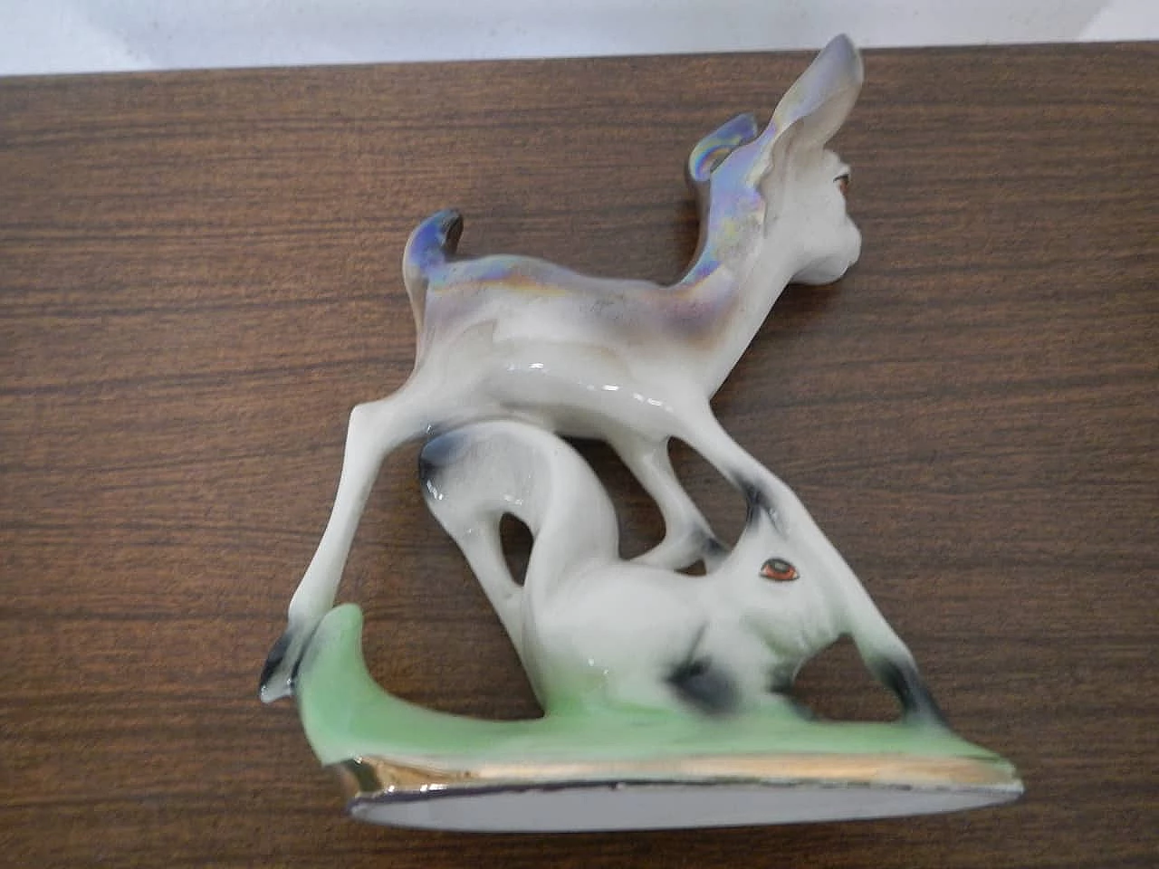 Small hand painted ceramic statue with deer and rabbit, Germany, 50s 1104146
