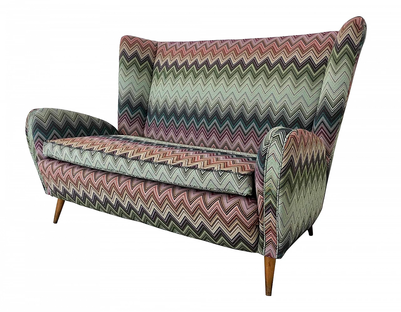 Paolo Buffa's two seater sofa covered with Missoni fabric, 1950s 1104180
