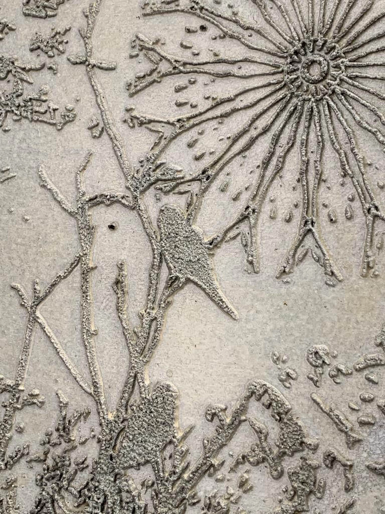 Silver panel in sculpted resin, Psychedelic art, 70s 1104246