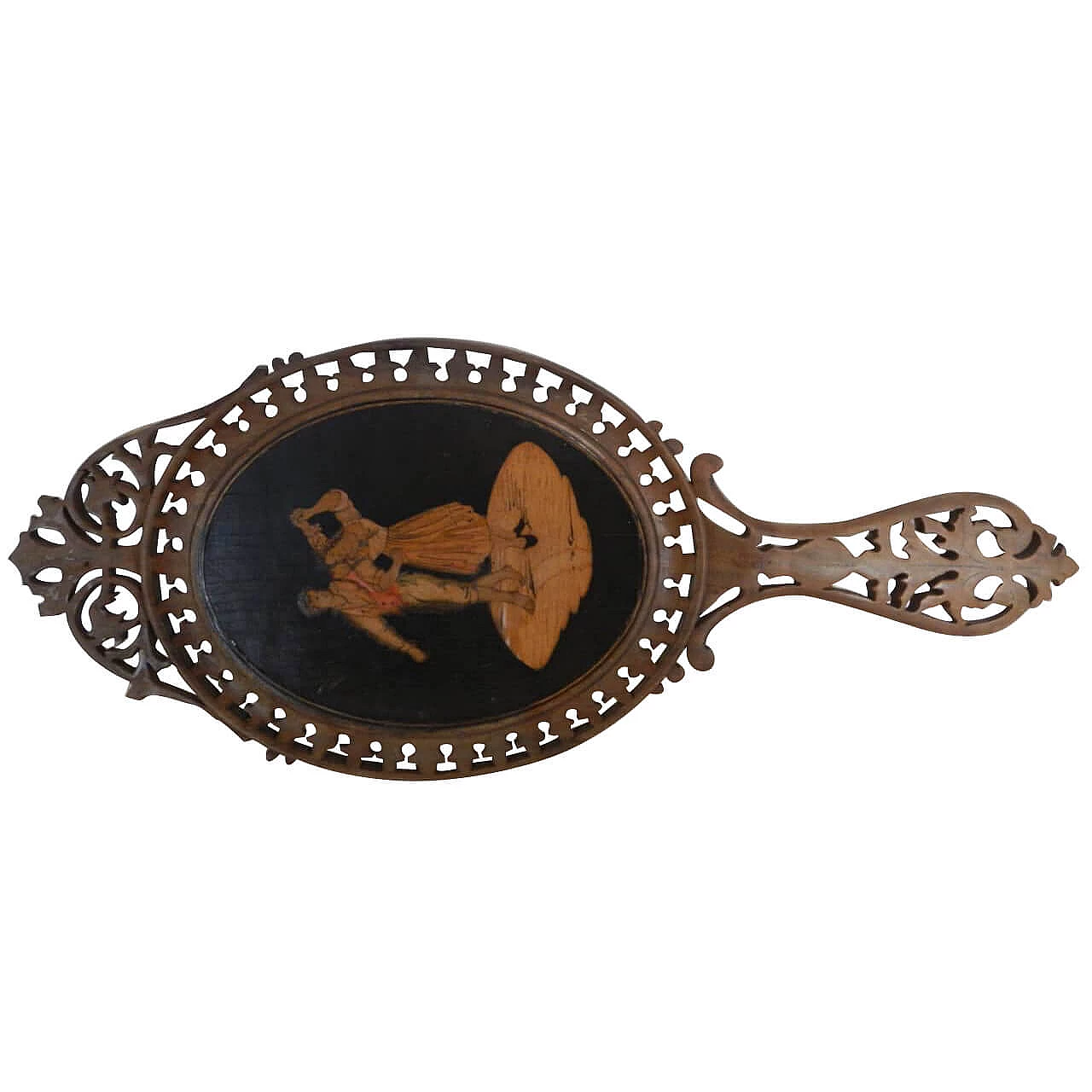 Portable vanity mirror in inlaid wood, end 19th century 1104268