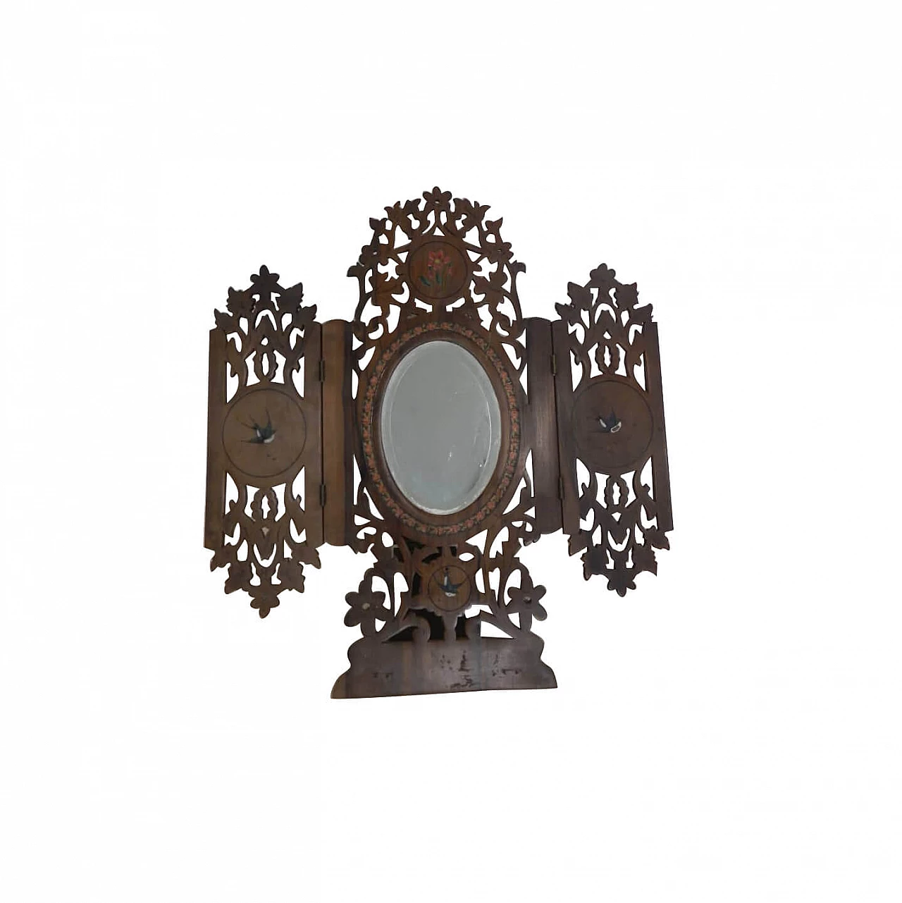 Oval wooden mirror with lateral doors, end 19th century 1104311