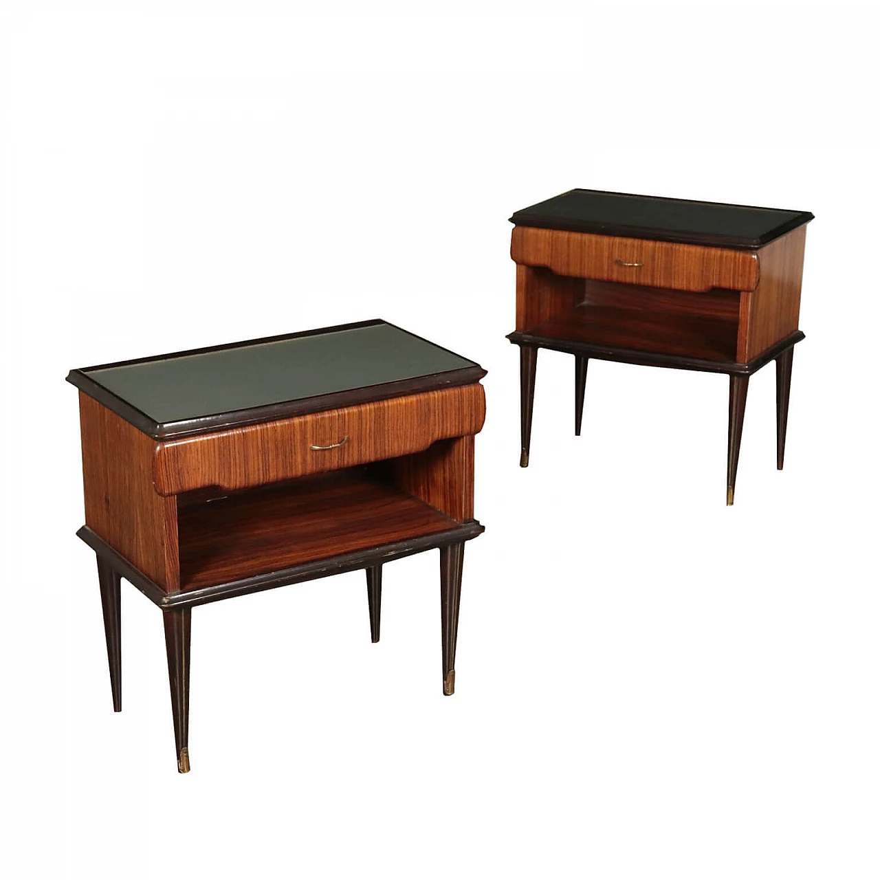 Pair of wooden bedside tables with drawer, 1950s 1104459