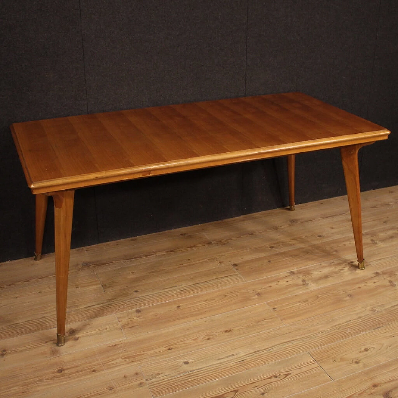 Italian design table in cherry wood and fruit wood 70's 1104530