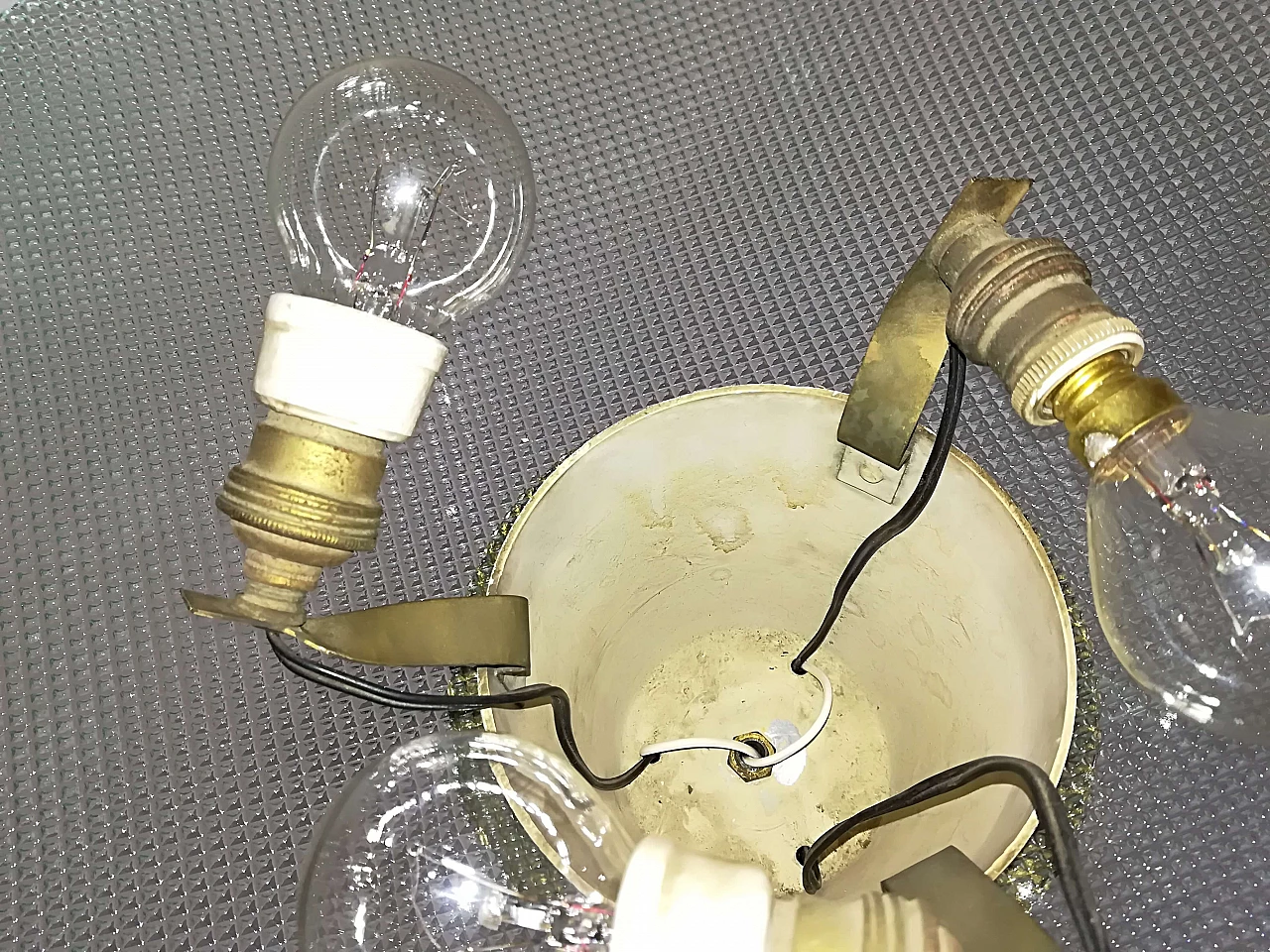 Piantana in vetro e ottone, anni '50 1104572