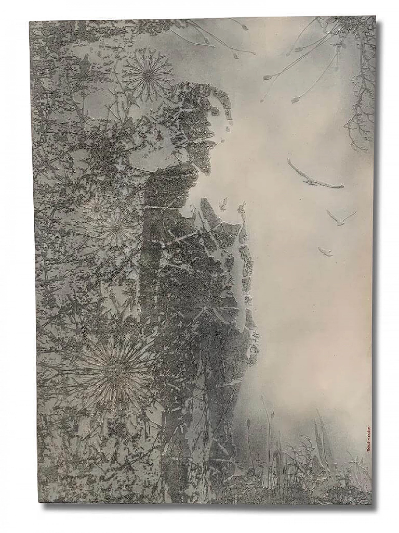 Silver panel in sculpted resin, Psychedelic art, 70s 1104617