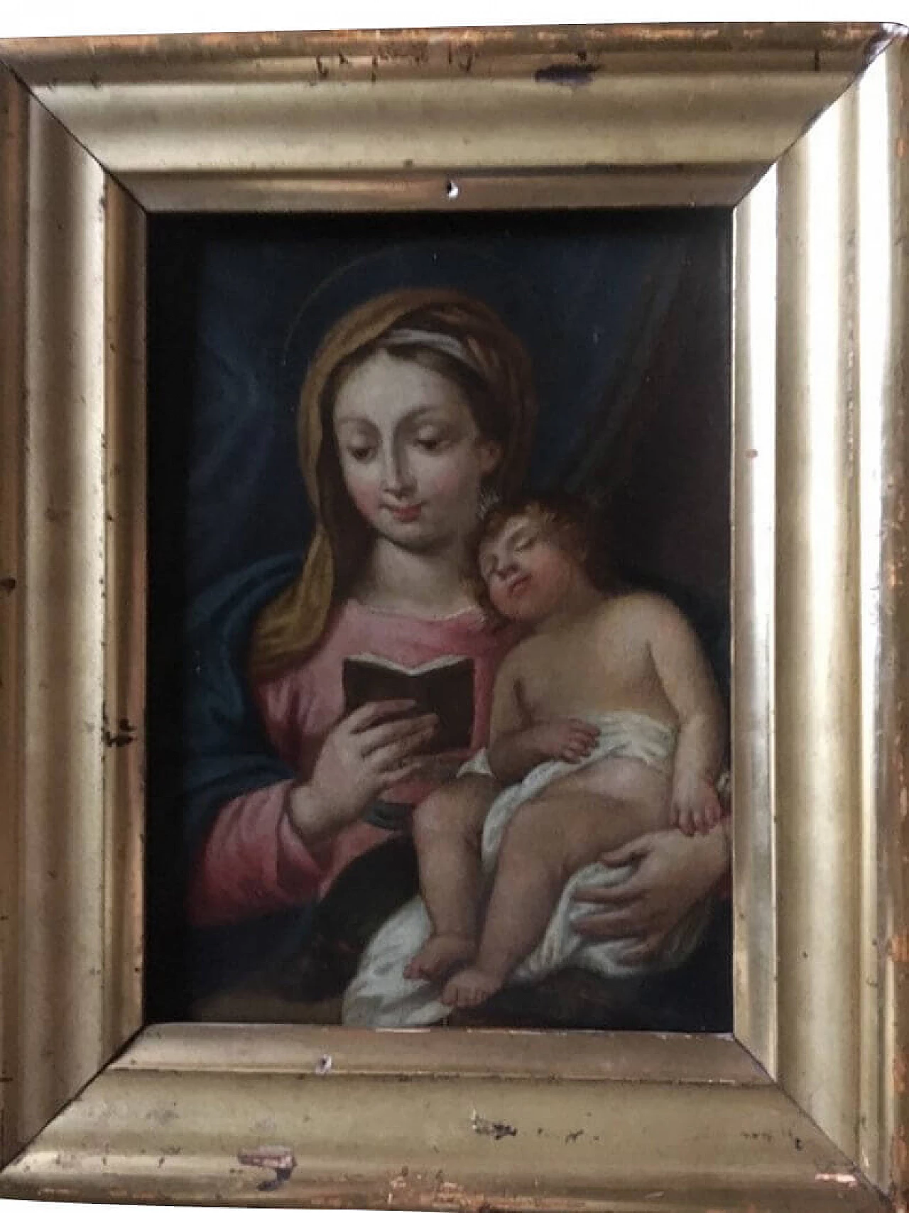 Dipinto ad olio su rame con Madonna con bambino, '600 1104637