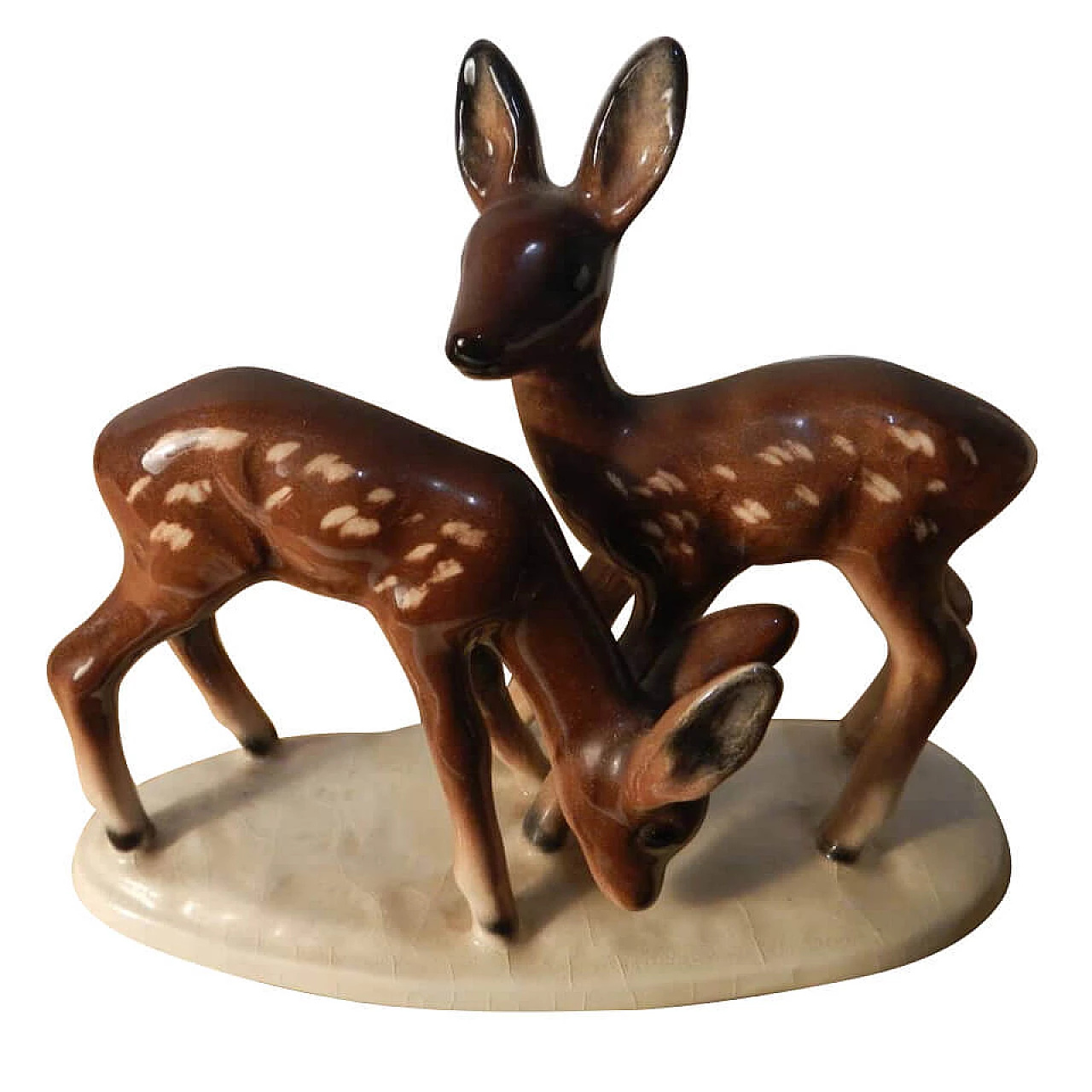 Small ceramic sculpture with deers, Germany, 60s 1104664