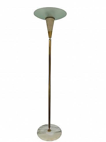 Glass and brass floor lamp, 1950s