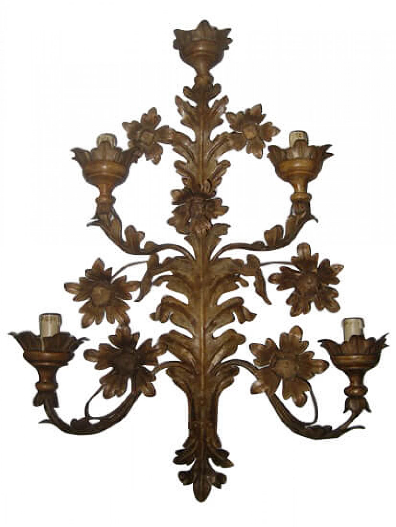 Stylish ivory floral wall lamp with 5 light points, 20th century 1104809