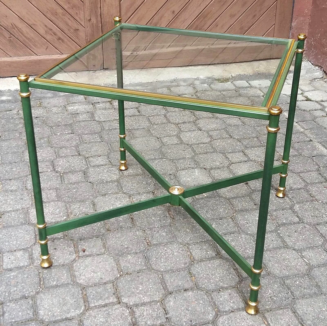 Metal coffee table with glass top, 70's 1104880