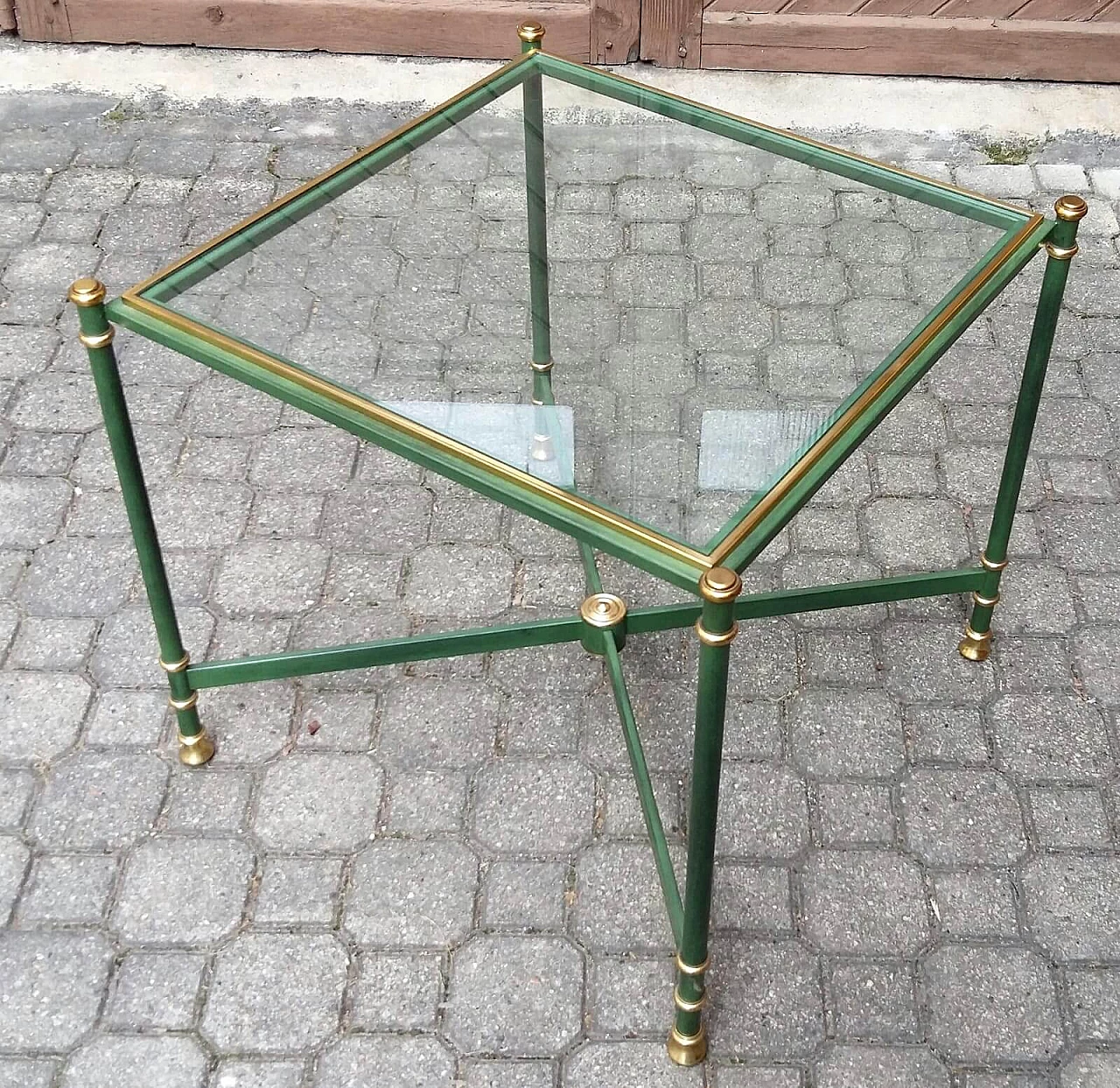 Metal coffee table with glass top, 70's 1104881