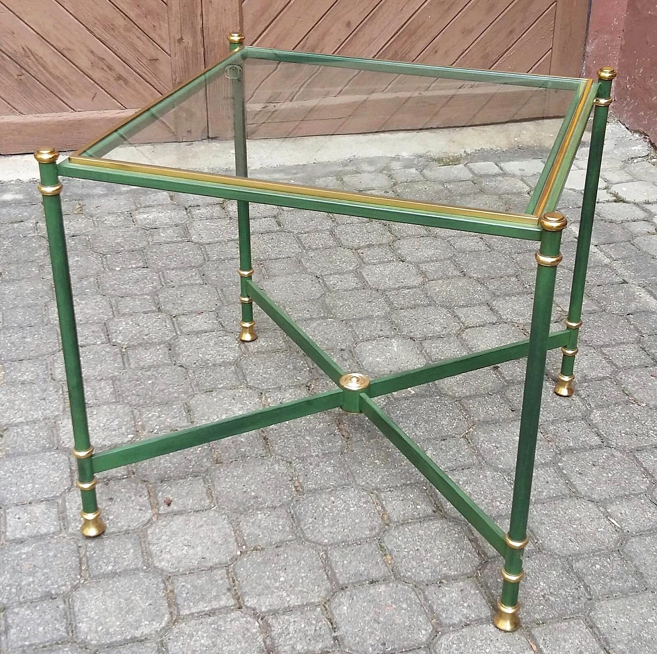 Metal coffee table with glass top, 70's 1104882