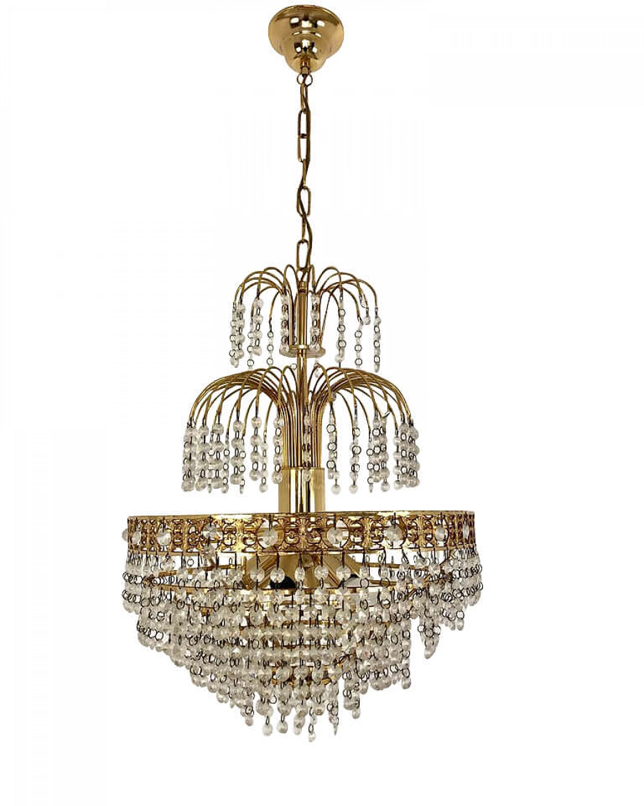 Metal and glass chandelier with 6 lights, 50's 1105407