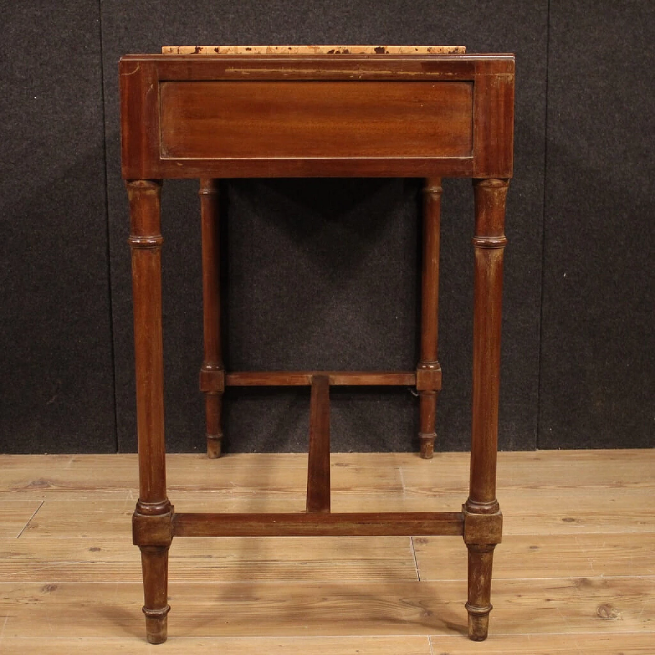 Italian desk inlaid in mahogany and maple with marble top 1105618