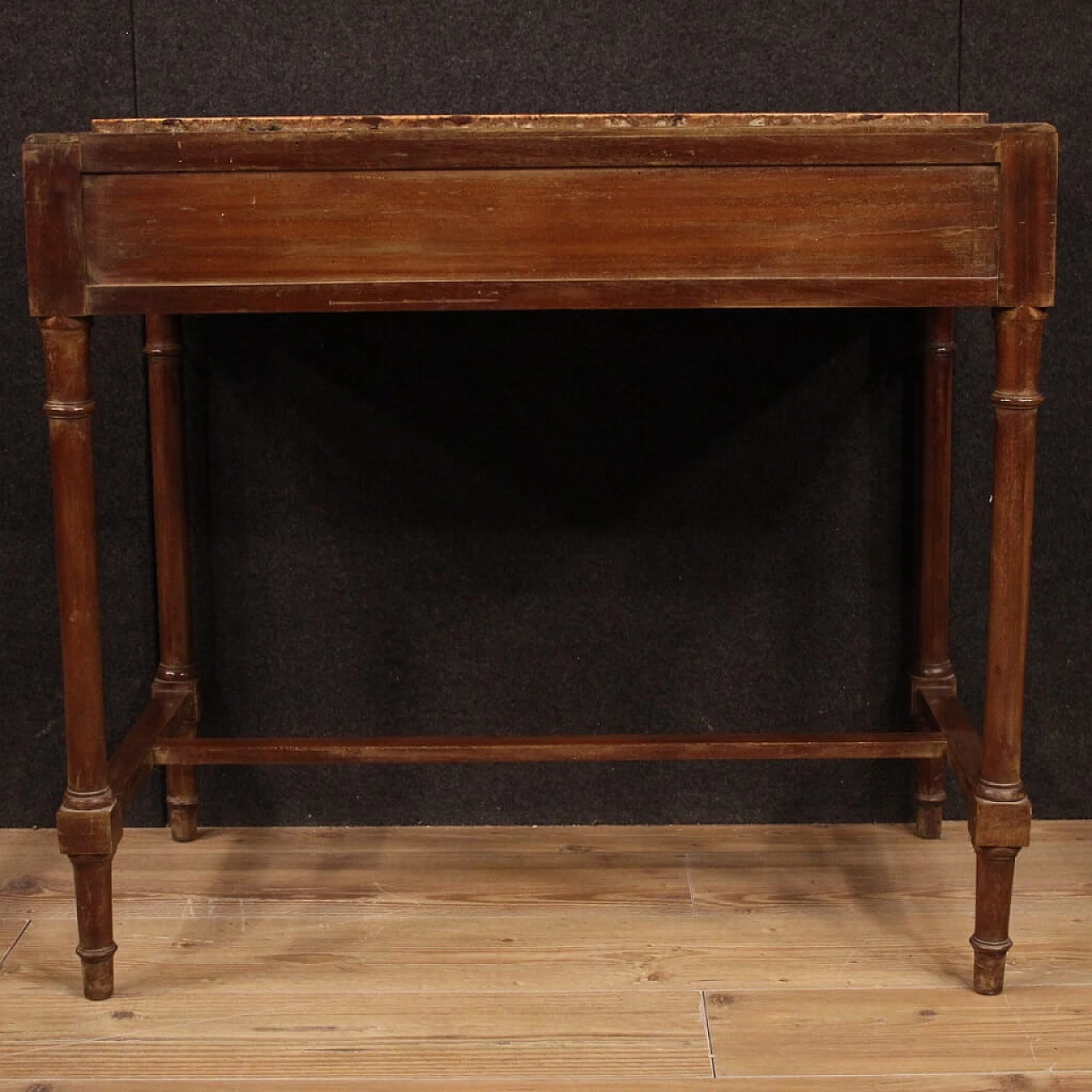 Italian desk inlaid in mahogany and maple with marble top 1105619