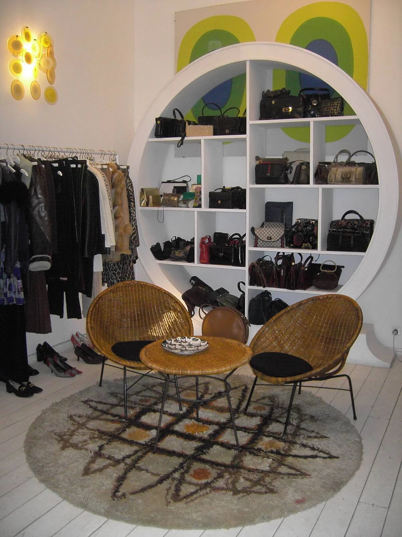 Lampada da muro con dischi in vetro di Murano, anni '70 1105873