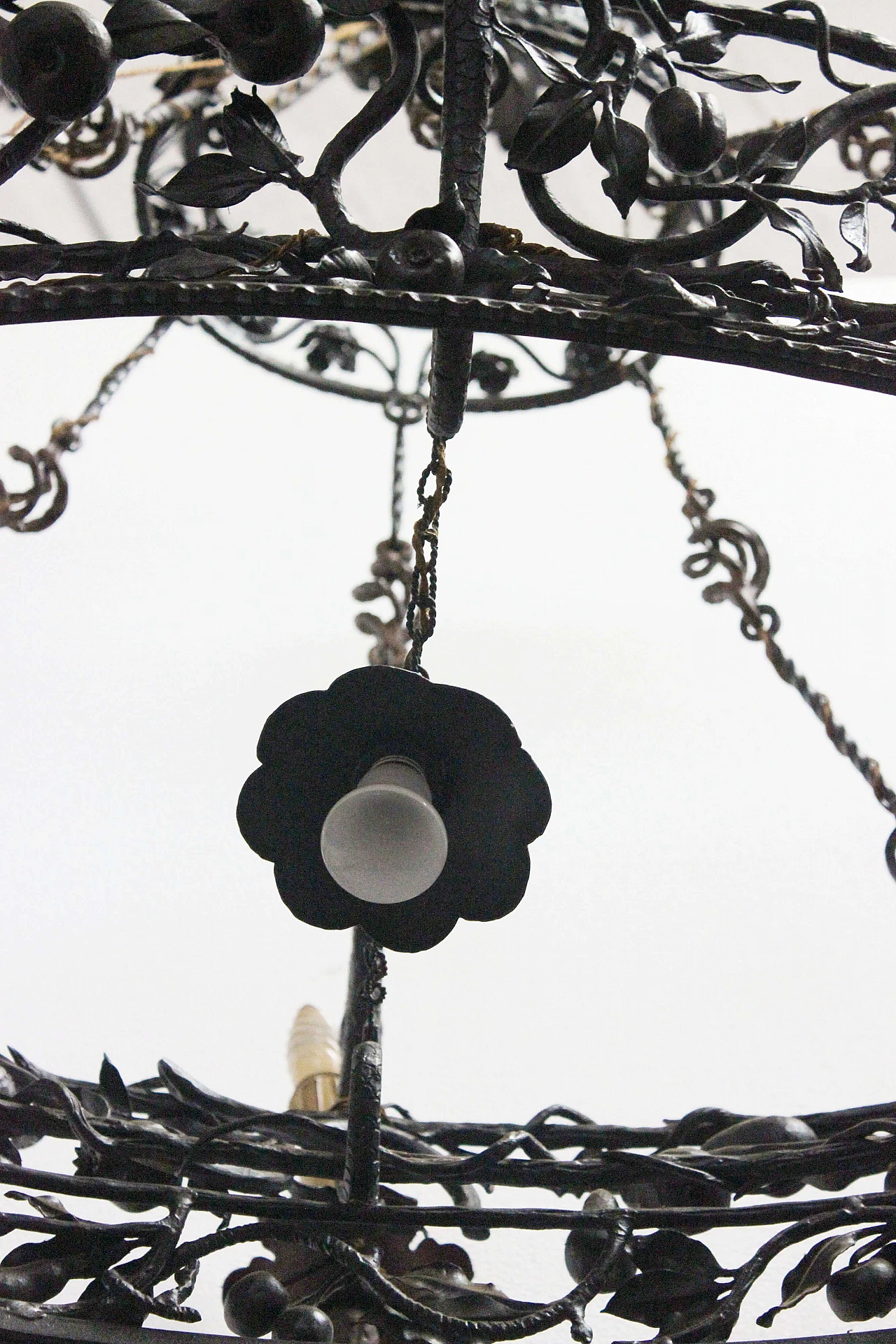 Handcrafted Iron oval Chandelier with 9 lights, Italy, 30s 1106111
