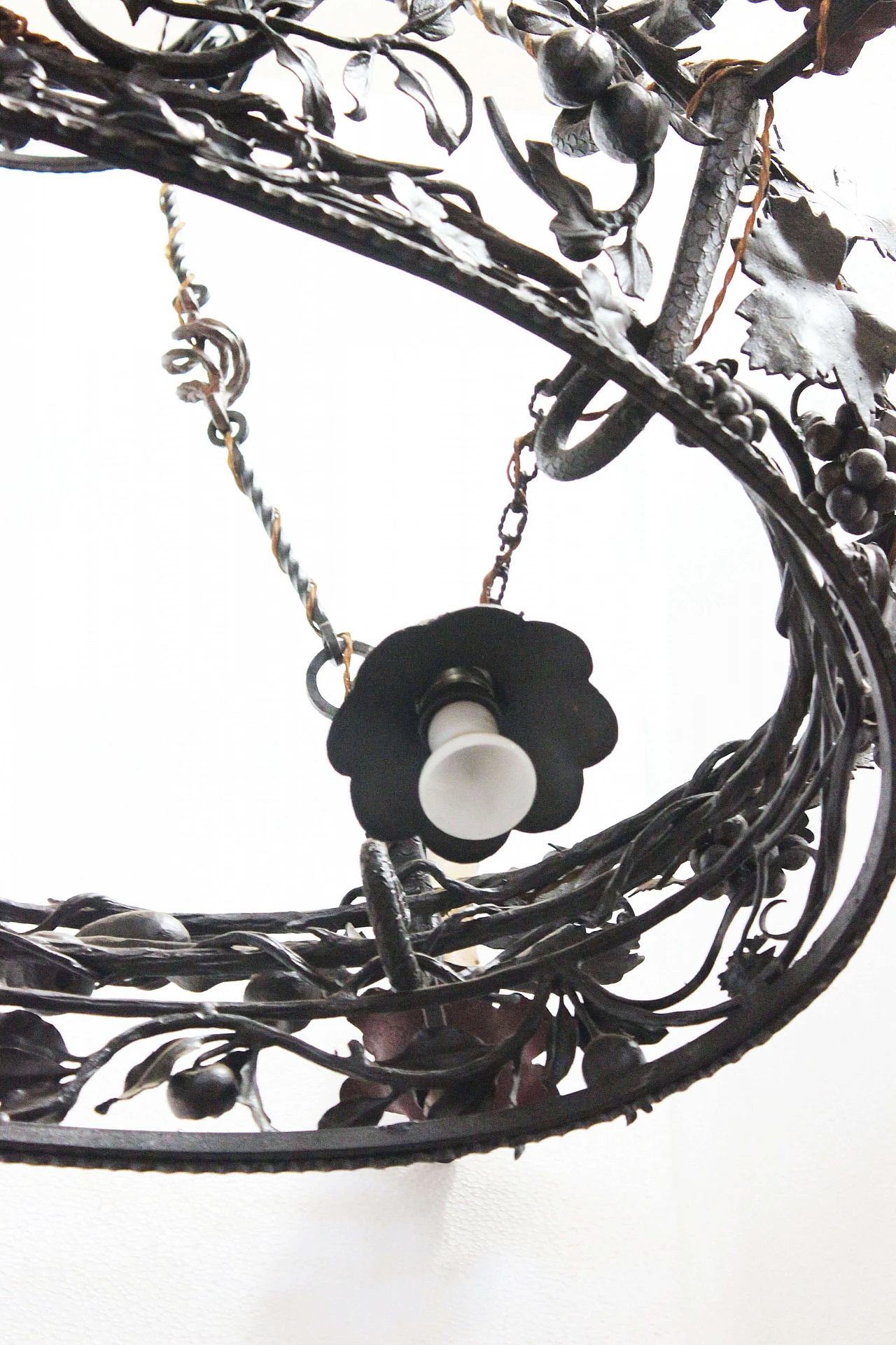 Handcrafted Iron oval Chandelier with 9 lights, Italy, 30s 1106112