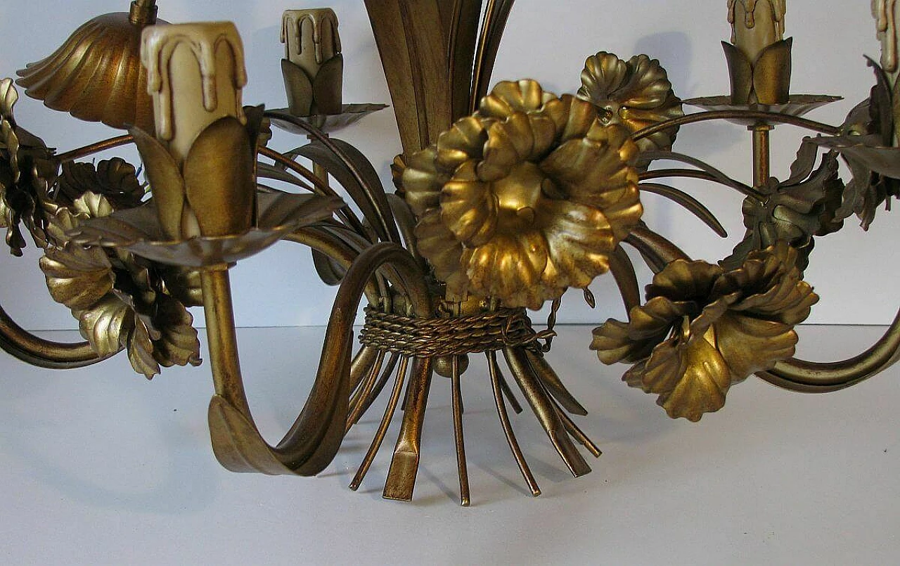 Lampadario floreale in stile Hollywood Regency, anni '60 1106306