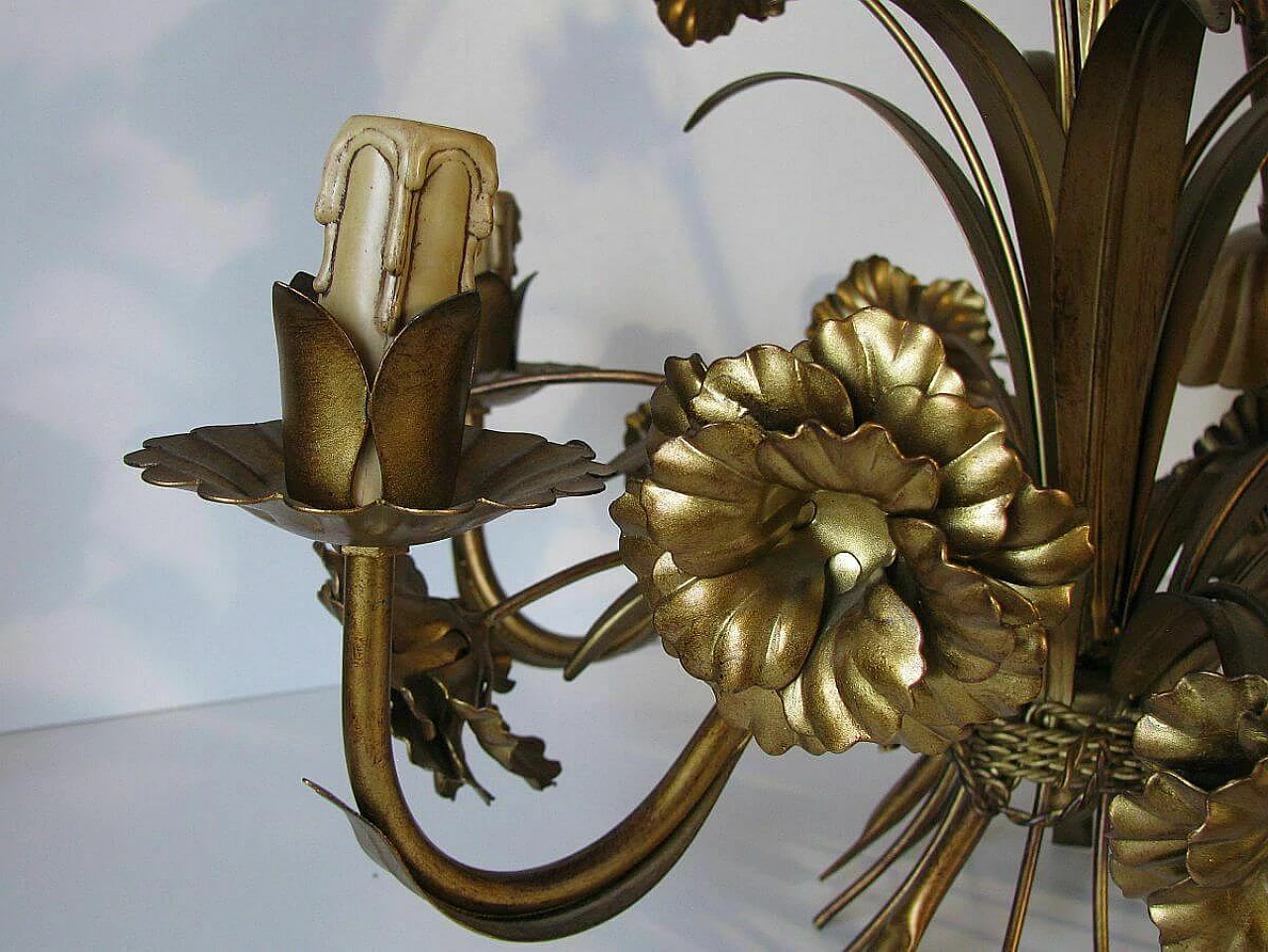 Lampadario floreale in stile Hollywood Regency, anni '60 1106308