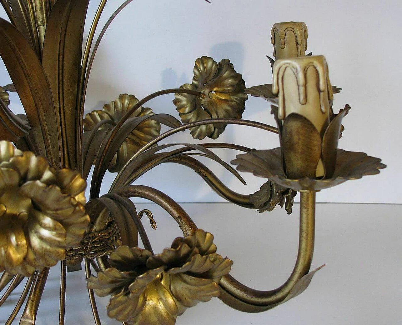 Lampadario floreale in stile Hollywood Regency, anni '60 1106309