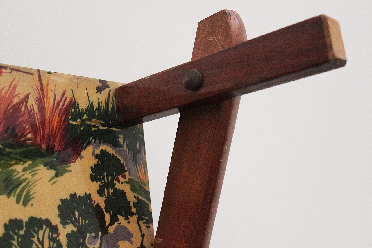 Teak wall clothes hanger with hunting scene, Italy, 50s 1106387