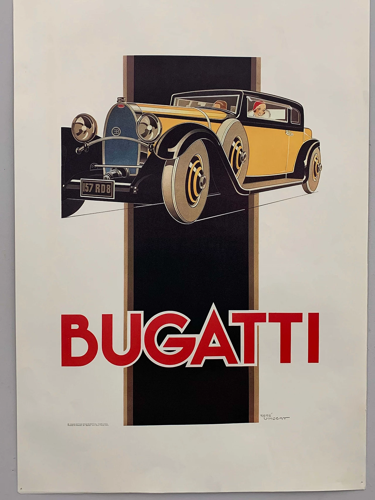 Poster Bugatti di Rene Vincent per Bedos Paris, anni '60 1106408