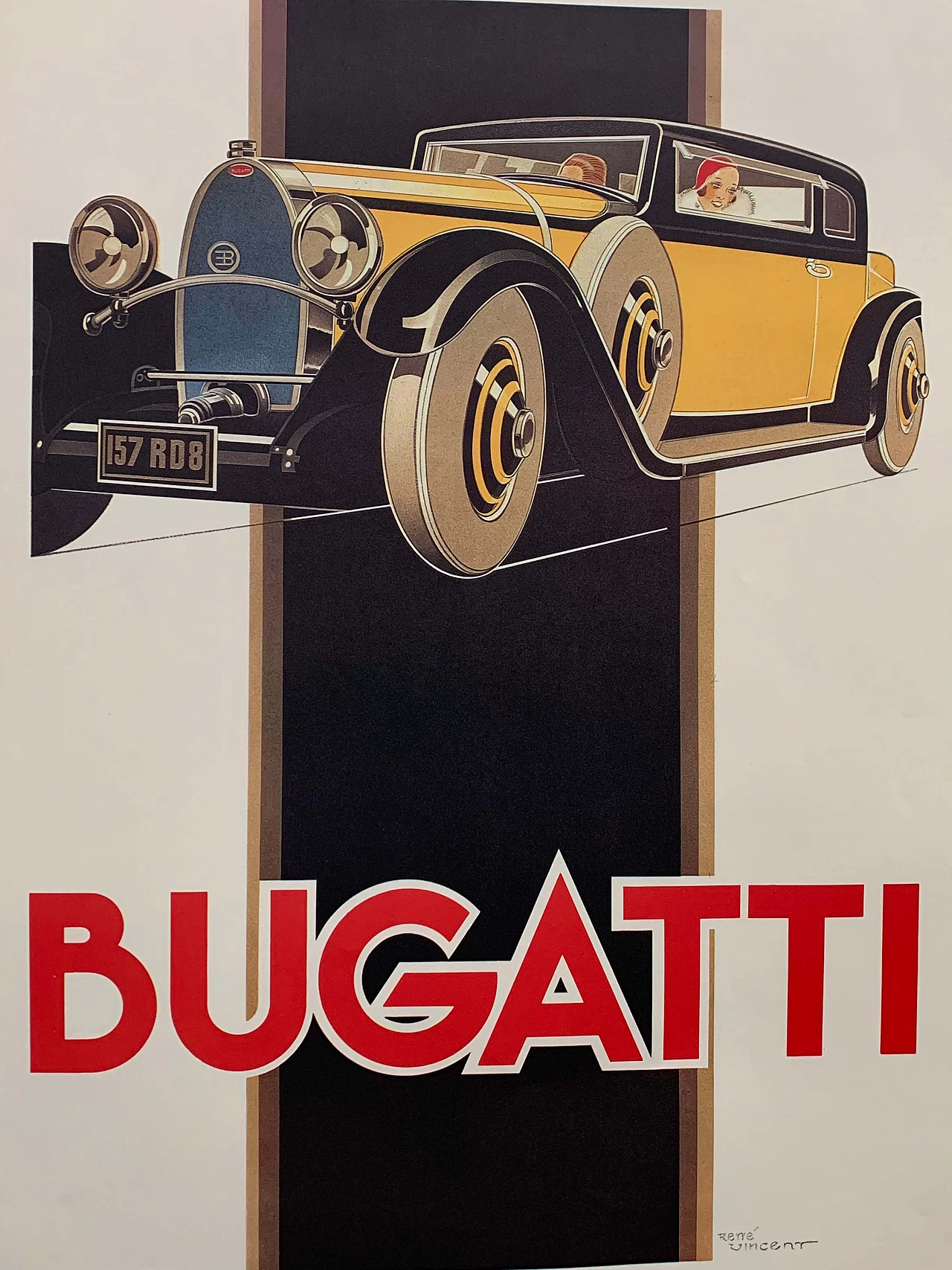 Bugatti Poster by Rene Vincent for Bedos Paris, 1960s 1106409